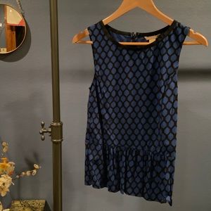 Geometric print cotton peplum blouse